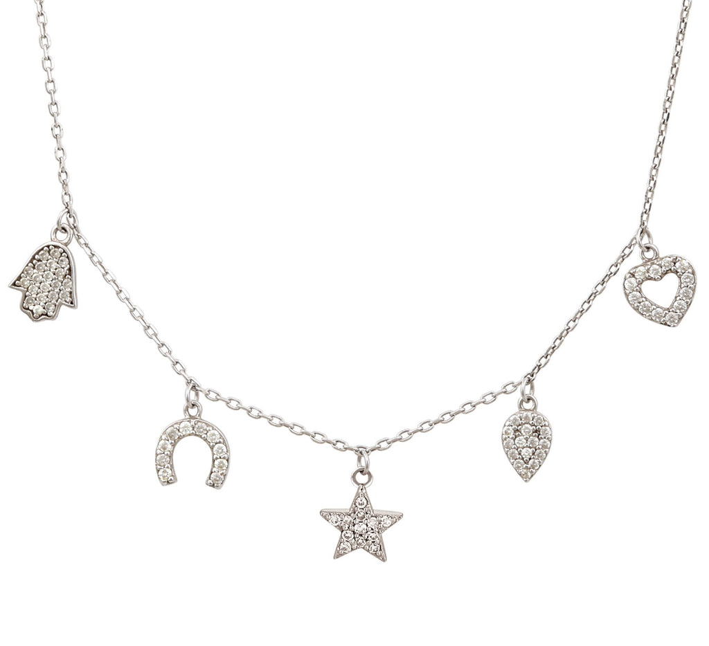 Si sterling silver charm necklace