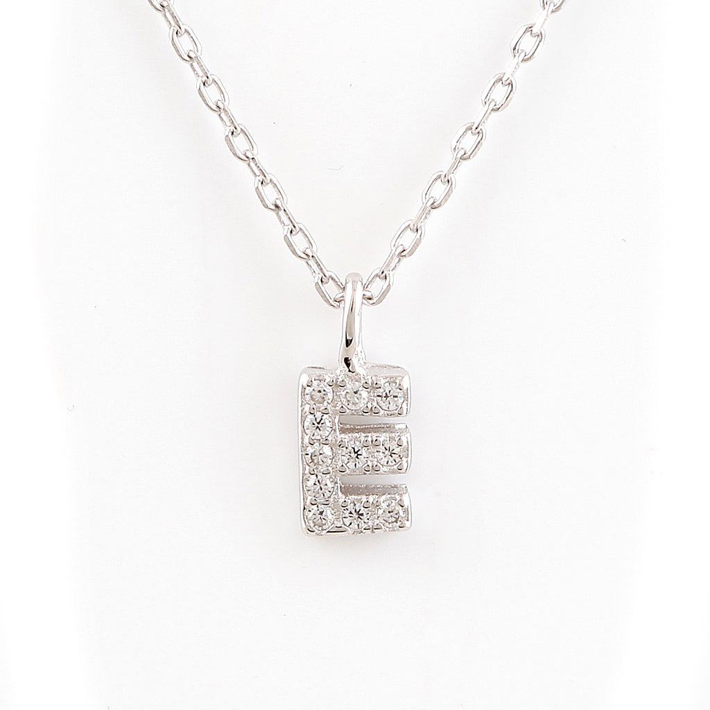 Initial cubic sterling silver necklace