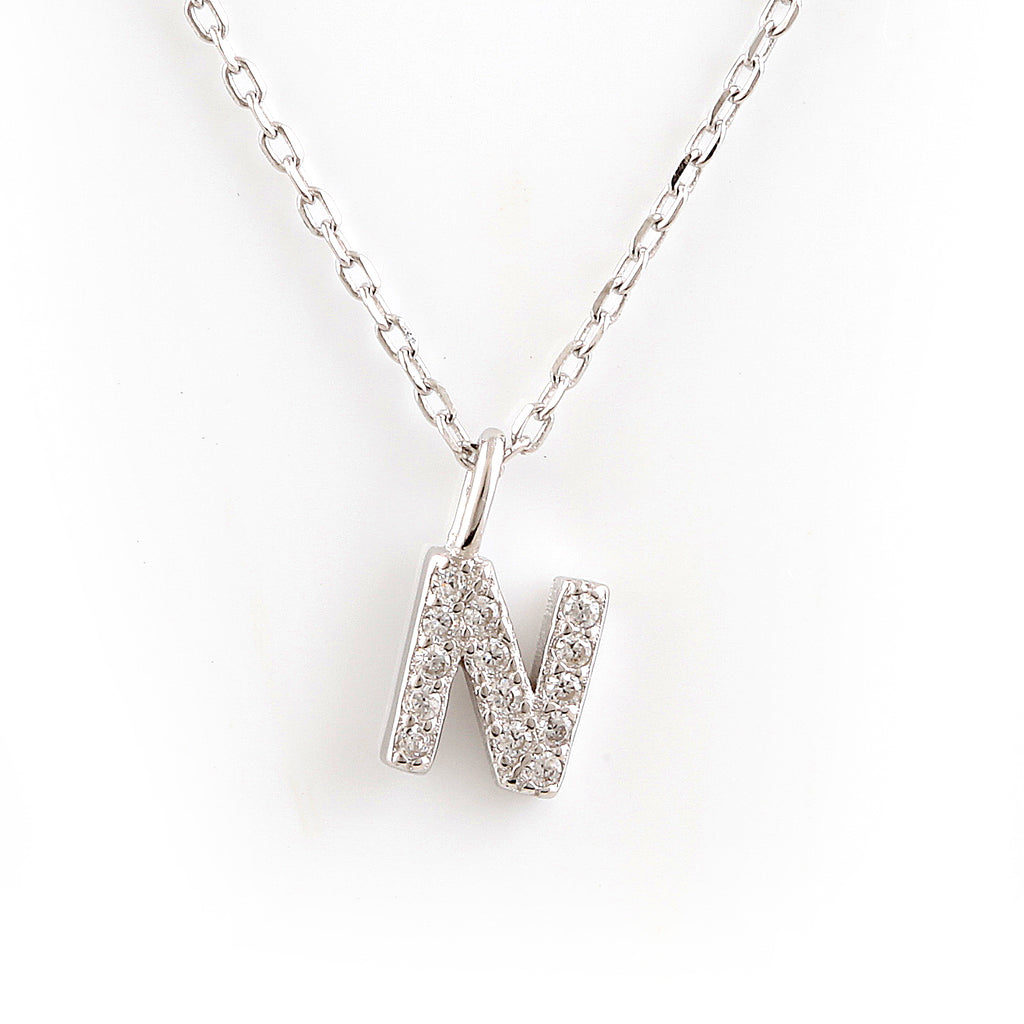 Initial cubic sterling silver necklace