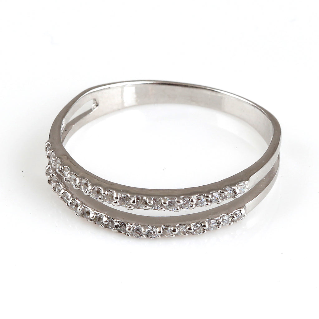 Double zirconia cubic sterling silver ring