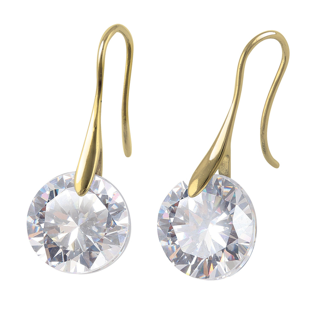 swarovski gold cubic drop earrings