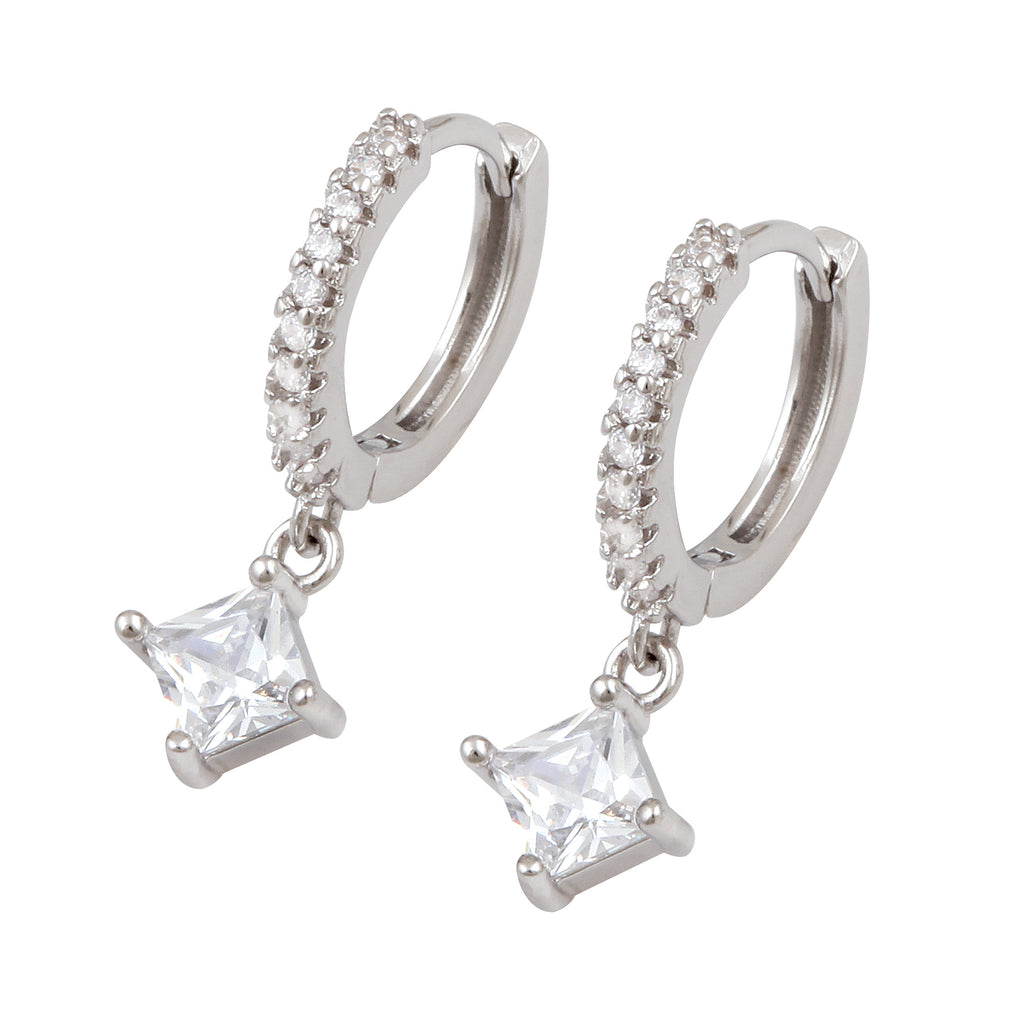 Cubic diamond drop earrings